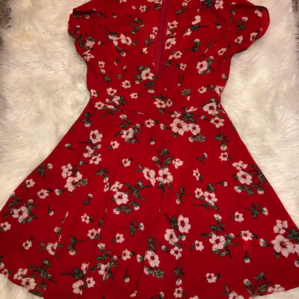 Red Floral Mini Dress
